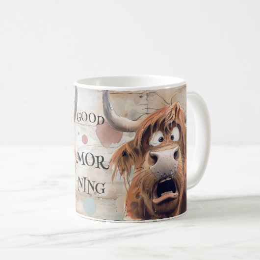Mug Crazy Cartoon Highland Cow (Devant droit)