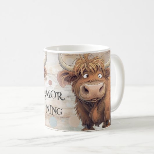 Mug Crazy Cartoon Highland Cow (Devant droit)