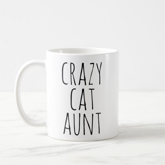 Mug Crazy Cat Aunt Text Design (Gauche)
