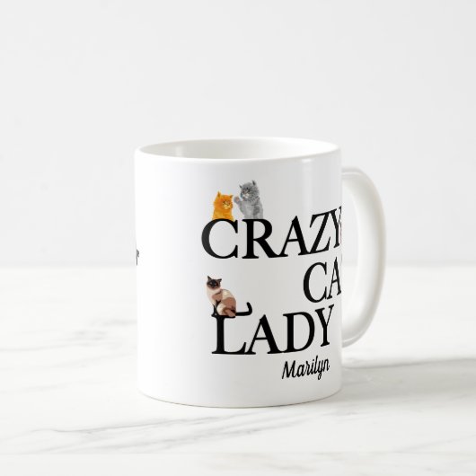 Mug Crazy Chat Lady Cute Monogram (Devant droit)