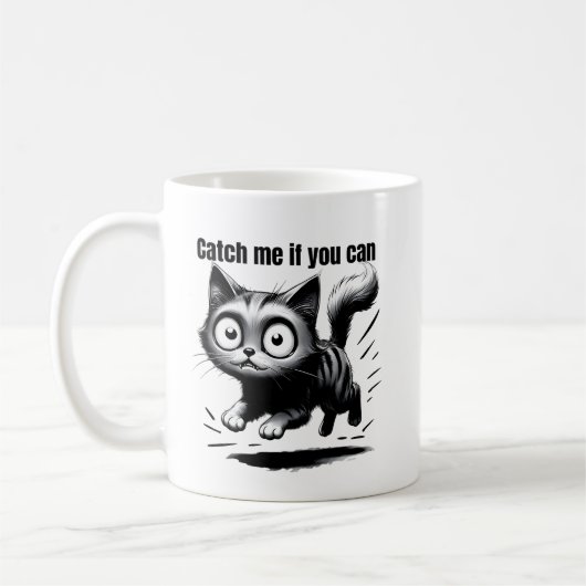 Mug Crazy Jumping Chat Drôle Design de dessin (Gauche)