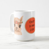 Mug Crazy llama lady ajouter un texte (Devant gauche)
