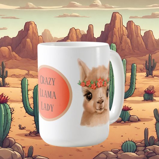 Mug Crazy llama lady ajouter un texte