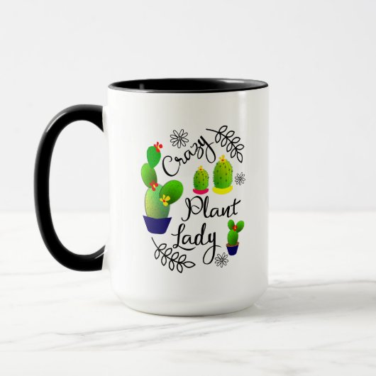 Mug Crazy Plante Lady Funny Cactus Personnalisé (Gauche)
