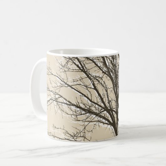 Mug Cream Beige Brown White Tree Branches (Devant gauche)