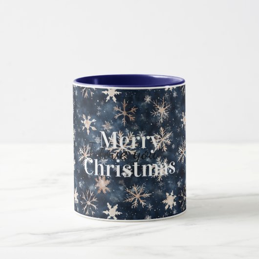 Mug Cream Blue Winter Snowflakes Christmas (Centre)