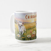 Mug Cream Chihuahua Twins au lever du soleil (Devant gauche)