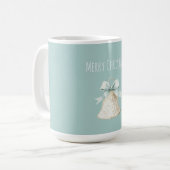 Mug Cream Christmas Bell Pretty Blue Bow (Devant gauche)
