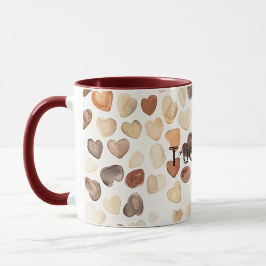 Mug Cream Coffee Bean Hearts (Gauche)