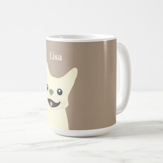 Mug Cream French Bulldog, Warm Taupe (Devant droit)