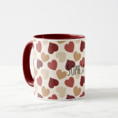 Mug Cream Gold Red Hearts (Devant gauche)