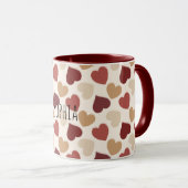 Mug Cream Gold Red Hearts (Devant droit)