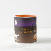 Mug Cream Golden Retriever Et Halloween Maison Hantée (Centre)