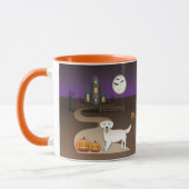 Mug Cream Golden Retriever Et Halloween Maison Hantée (Gauche)