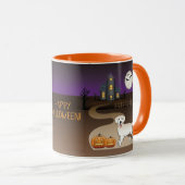 Mug Cream Golden Retriever Et Halloween Maison Hantée (Devant droit)