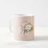Mug Cream Hat Pink Bow White Flower (Devant gauche)