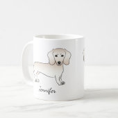 Mug Cream Smooth Coat Dachshund Dessin Chien avec nom (Devant gauche)
