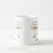 Mug Cream Smooth Coat Dachshund Dessin Chien avec nom (Centre)