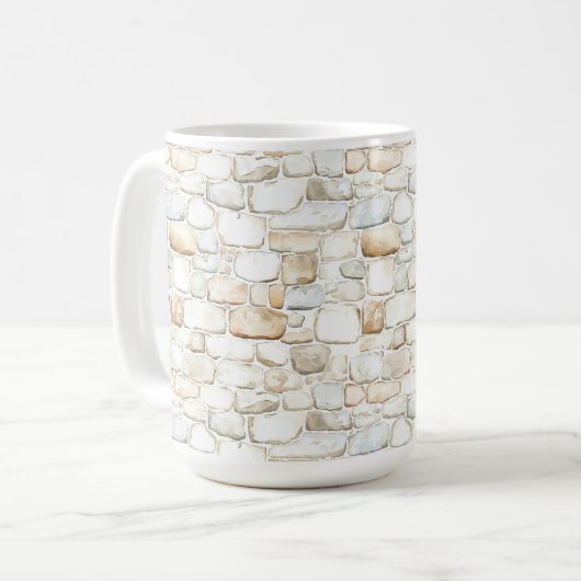 Mug Cream White Grey Faux Stones   (Devant gauche)