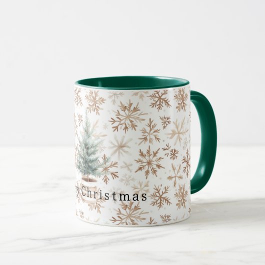 Mug Cream White Snowflakes Christmas Tree (Devant droit)