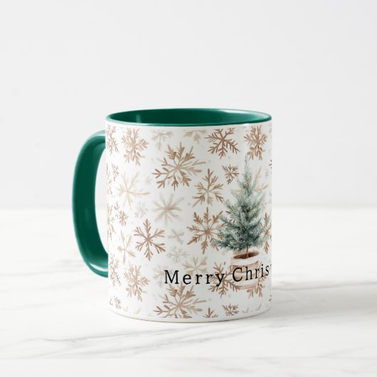 Mug Cream White Snowflakes Christmas Tree (Devant gauche)