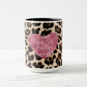 Mug Creamy Brown Black Leopard Coeur Belle
