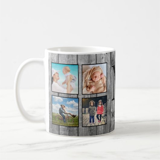 Mug Create Your Custom Photo Collage Rustic Farmhouse (Gauche)
