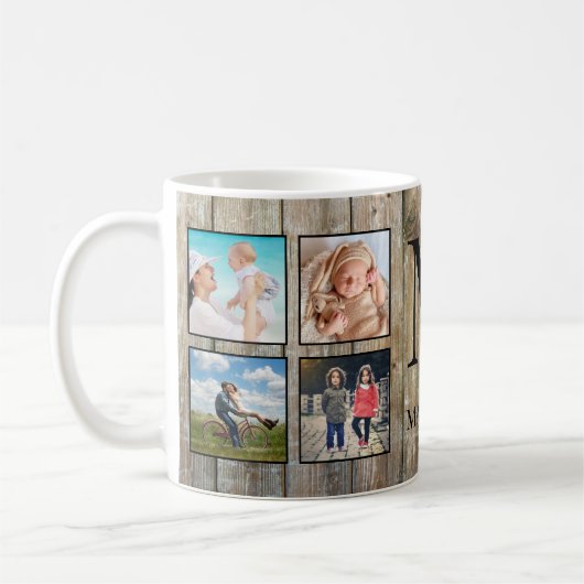 Mug Create Your Custom Photo Collage Rustic Farmhouse (Gauche)
