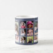 Mug Create Your Own 18 Photo Collage Family Name Blue (Centre)