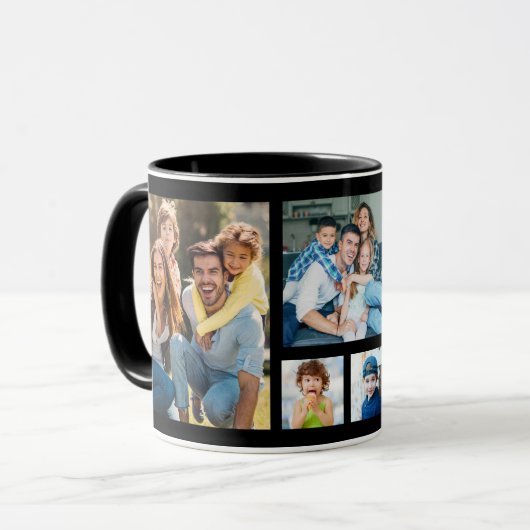 Mug Create Your Own 5 Photo Picture Collage Black (Devant gauche)