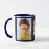 Mug Create Your Own Family Name 3 Photo Collage Blue (Gauche)