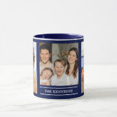 Mug Create Your Own Family Name 3 Photo Collage Blue (Centre)