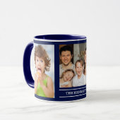 Mug Create Your Own Family Name 3 Photo Collage Blue (Devant gauche)