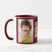Mug Create Your Own Family Name 3 Photo Collage Maroon (Gauche)