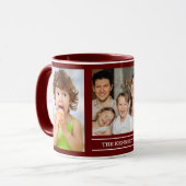 Mug Create Your Own Family Name 3 Photo Collage Maroon (Devant gauche)