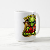 Mug Création de café Alien drôle, Trop vieux pour ça (Devant droit)