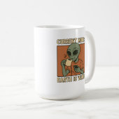 Mug Création de café d'alien amusant (Devant droit)
