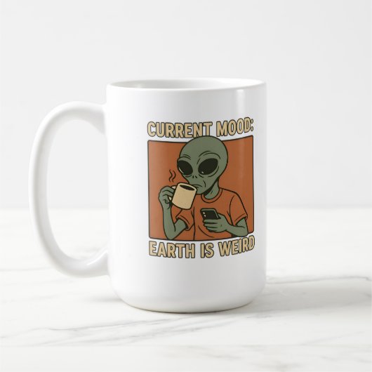 Mug Création de café d'alien amusant (Gauche)
