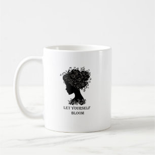 Mug Création élégante de silhouette florale noir et bl