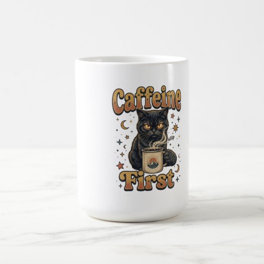 Mug Création Matin Café Chat Noir (Centre)