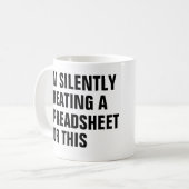 Mug Création silencieuse d'une feuille de calcul pour  (Devant gauche)