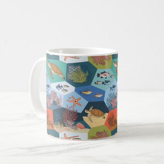 Mug Création sous-marine Conception de collage (Devant gauche)