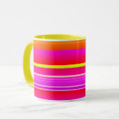 Mug Créative magenta jaune rose artsy rayé (Devant gauche)