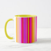 Mug Créative magenta jaune rose artsy rayé (Gauche)