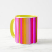 Mug Créative magenta jaune rose artsy rayé (Devant gauche)