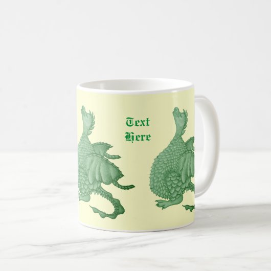 Mug créature imaginaire mythique dragon vert mignon (Devant droit)