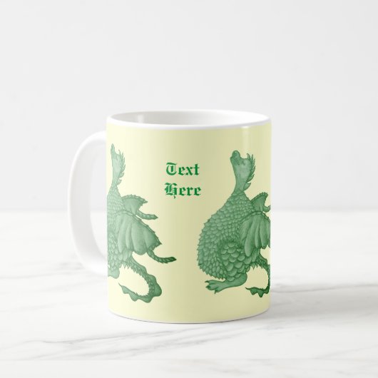 Mug créature imaginaire mythique dragon vert mignon (Devant gauche)