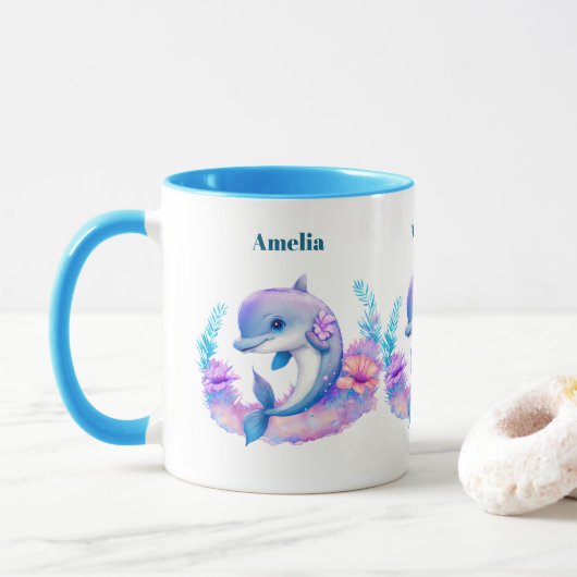 Mug Créature Mer Dauphin Cute (Avec donut)