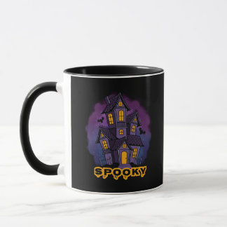 Mug Creepy Purple Mansion Spooky Haunted House