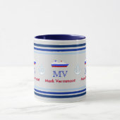 Mug créer un capitaine de navire personnalisé bleu (Centre)